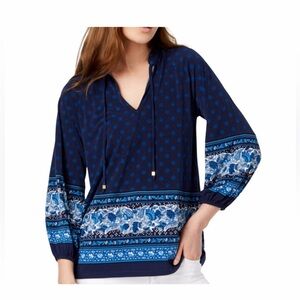 Michael Kors Sunny Batik Printed Peplum Top